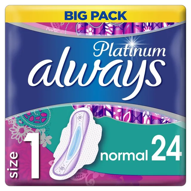 Always Platinum serviettes hygiéniques taille 1 24 unités avec ailettes