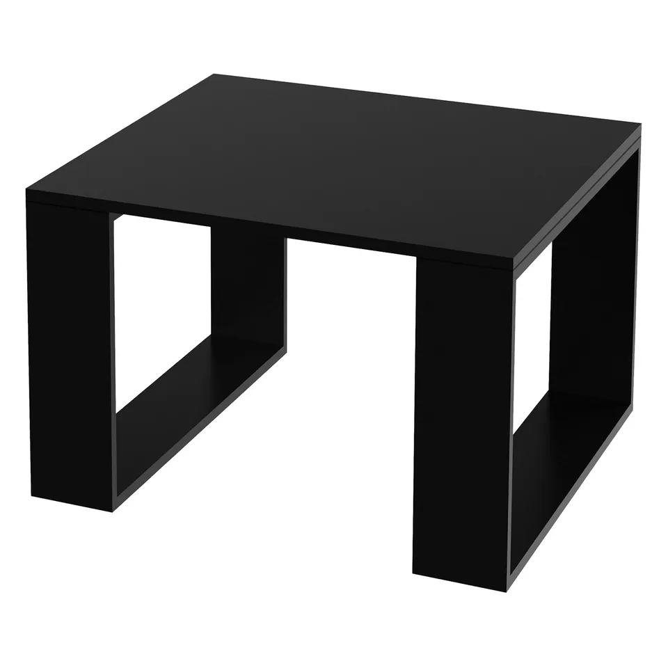 ML-Design table basse carrée noir chêne 65x65x40 cm