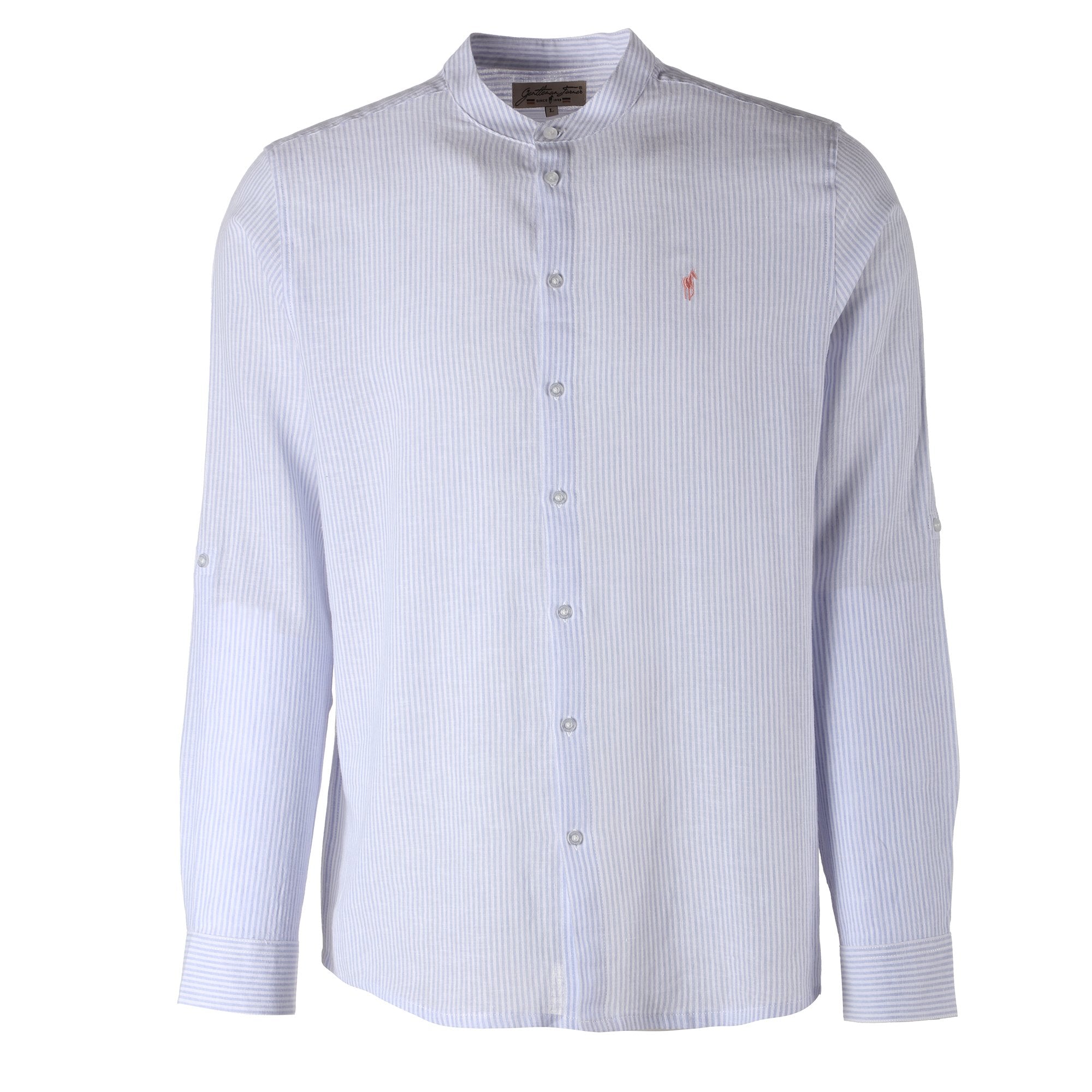 Stokomani Mode chemise col mao bleue taille L homme