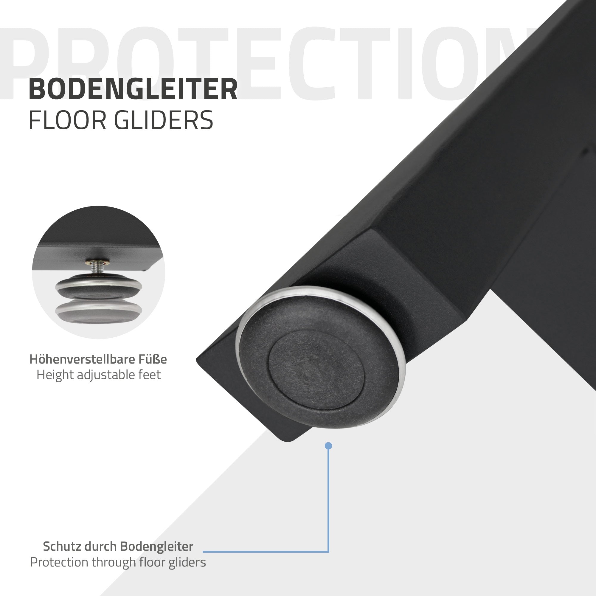 ECD Germany Möbel pied de table acier noir 70x72 cm lot de 2