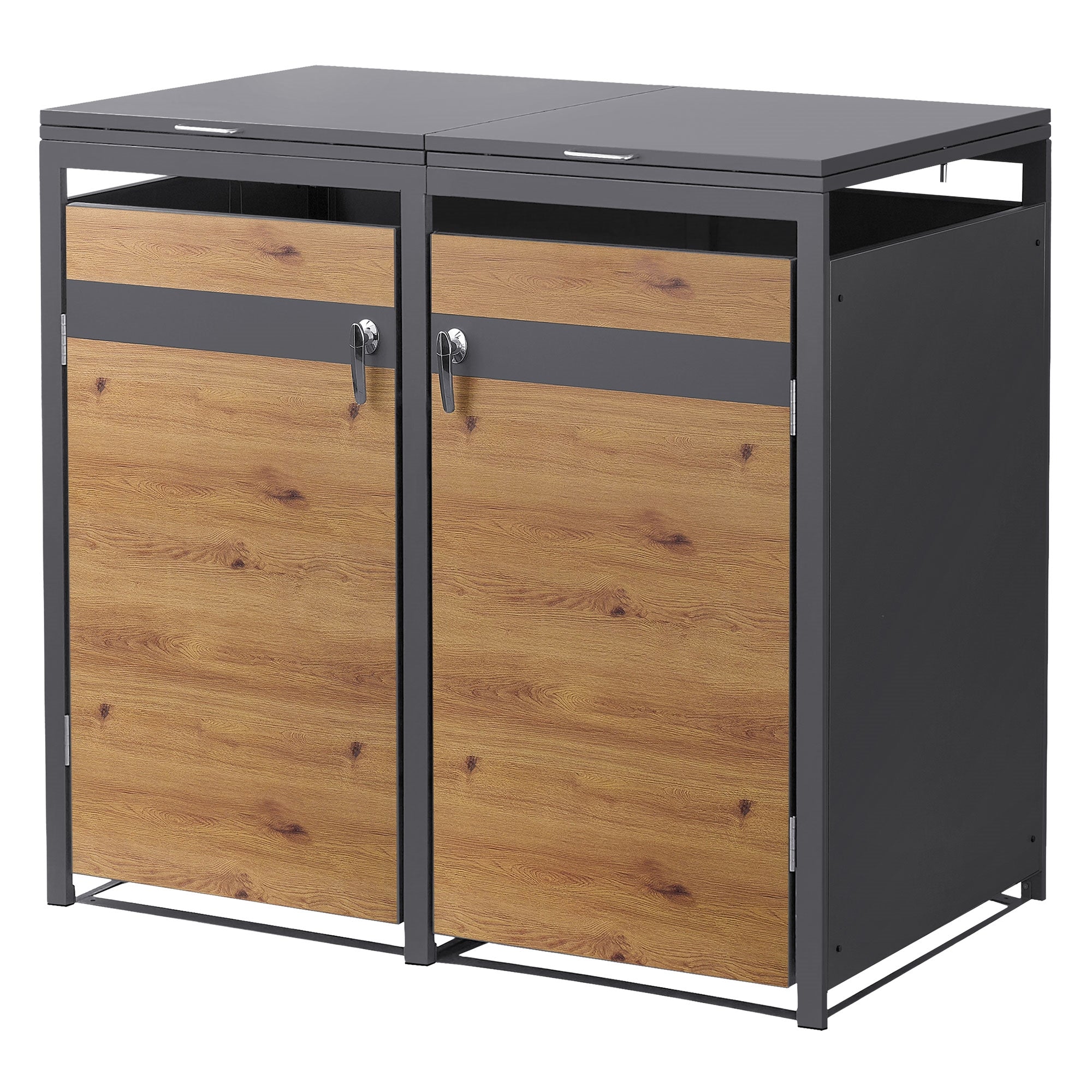 ECD Germany Garten cache-poubelle double 240L acier chêne 132 cm
