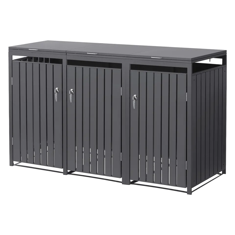 ECD Germany cache poubelle acier anthracite 3x240L 200x80 cm