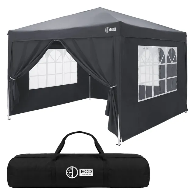 ECD Germany Garten barnum pliant 3x3 m noir avec parois
