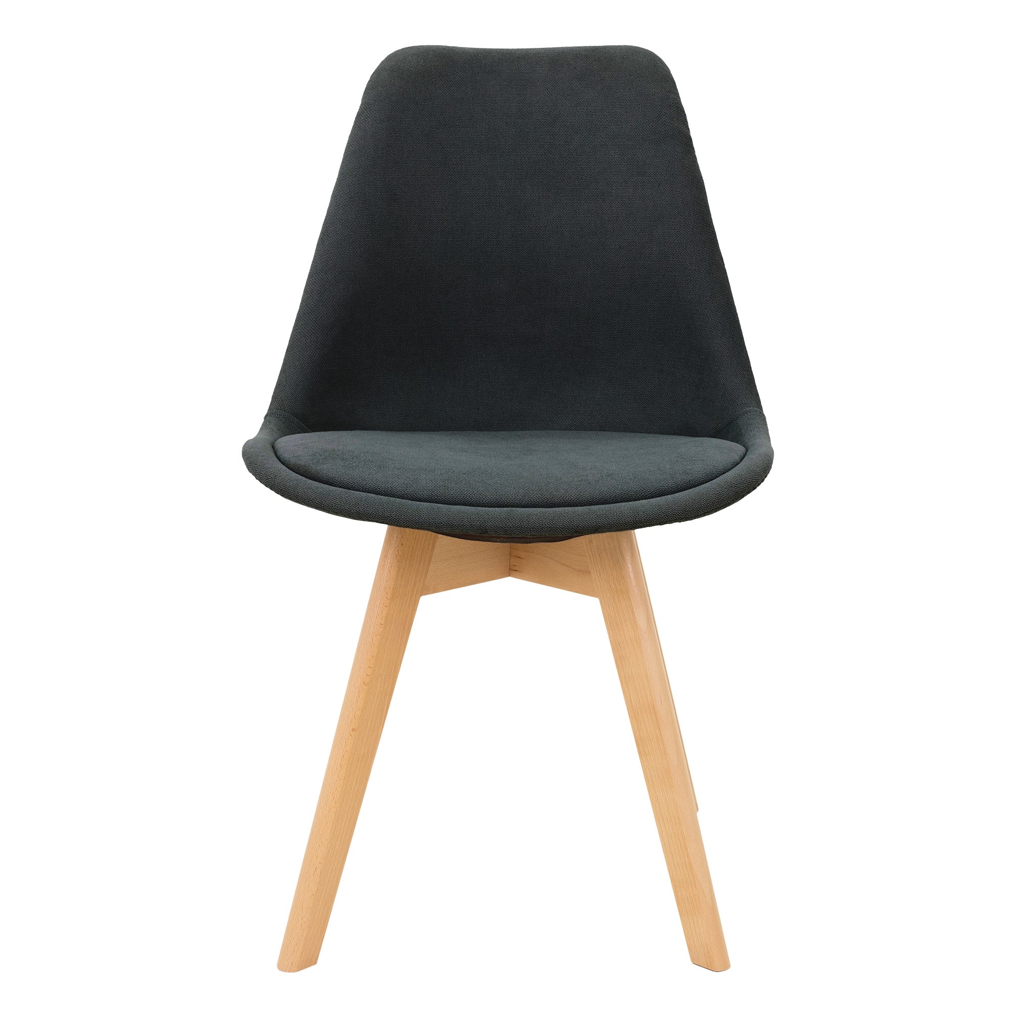 ECD Germany ML-Design lot 4 chaise salle à manger noir lin pieds bois