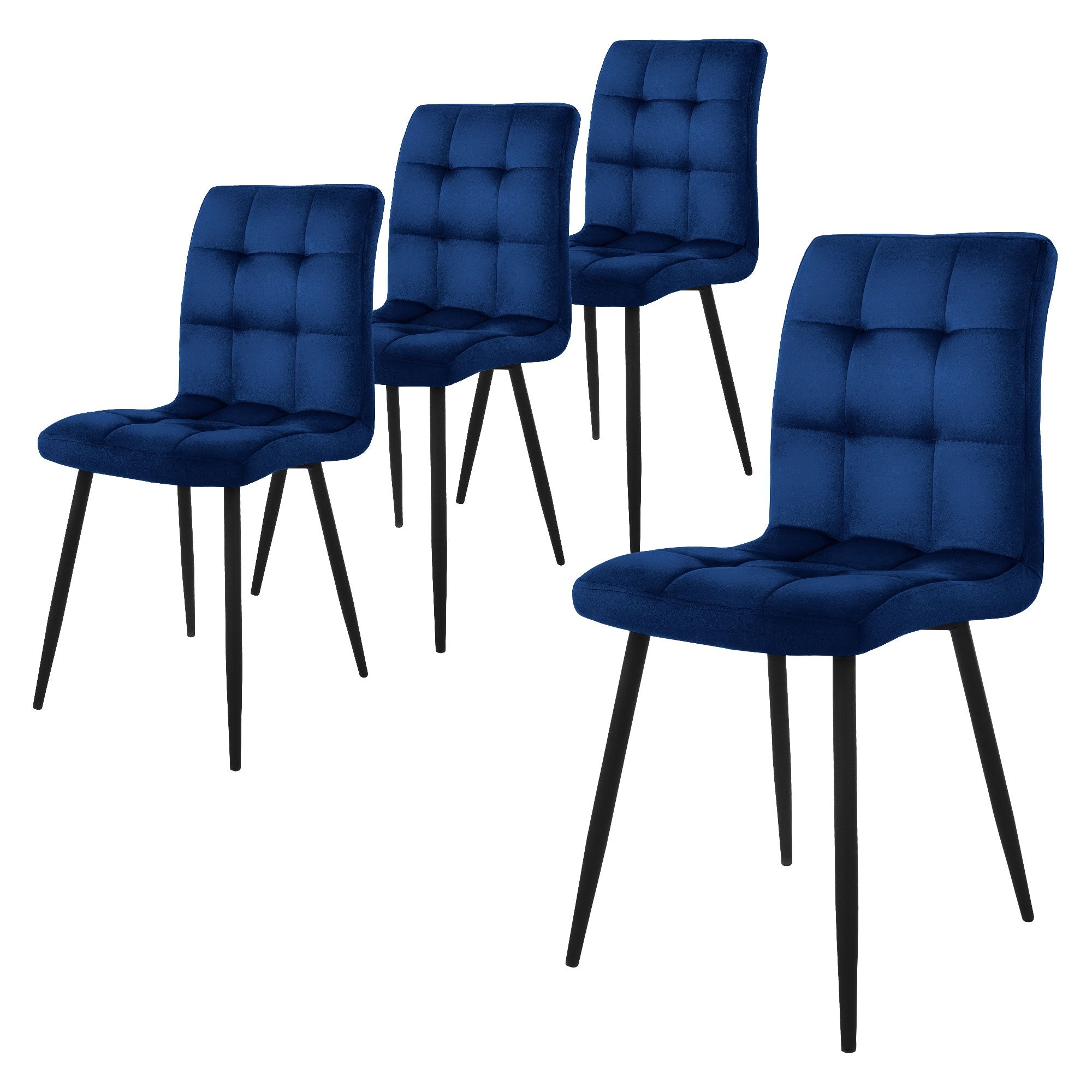ECD Germany Möbel lot 4 chaises velours anthracite matelassées