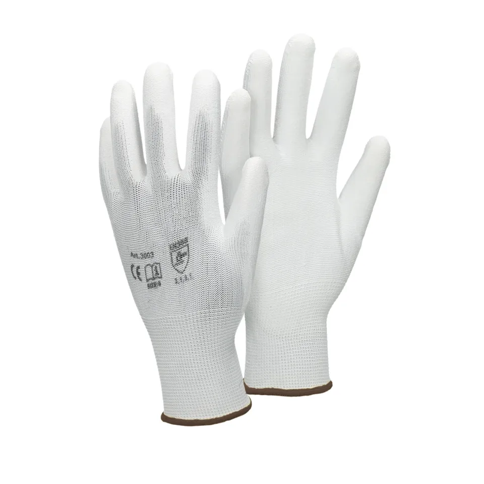 ECD Germany Werkstatt gants travail nylon PU blanc 9-L 36 paires