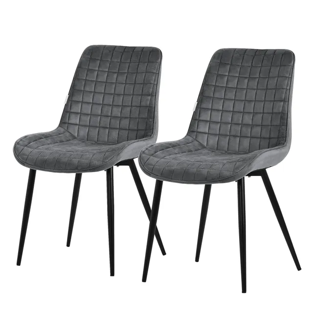 ECD Germany Chaise Salle à Manger Velours Anthracite 2pcs