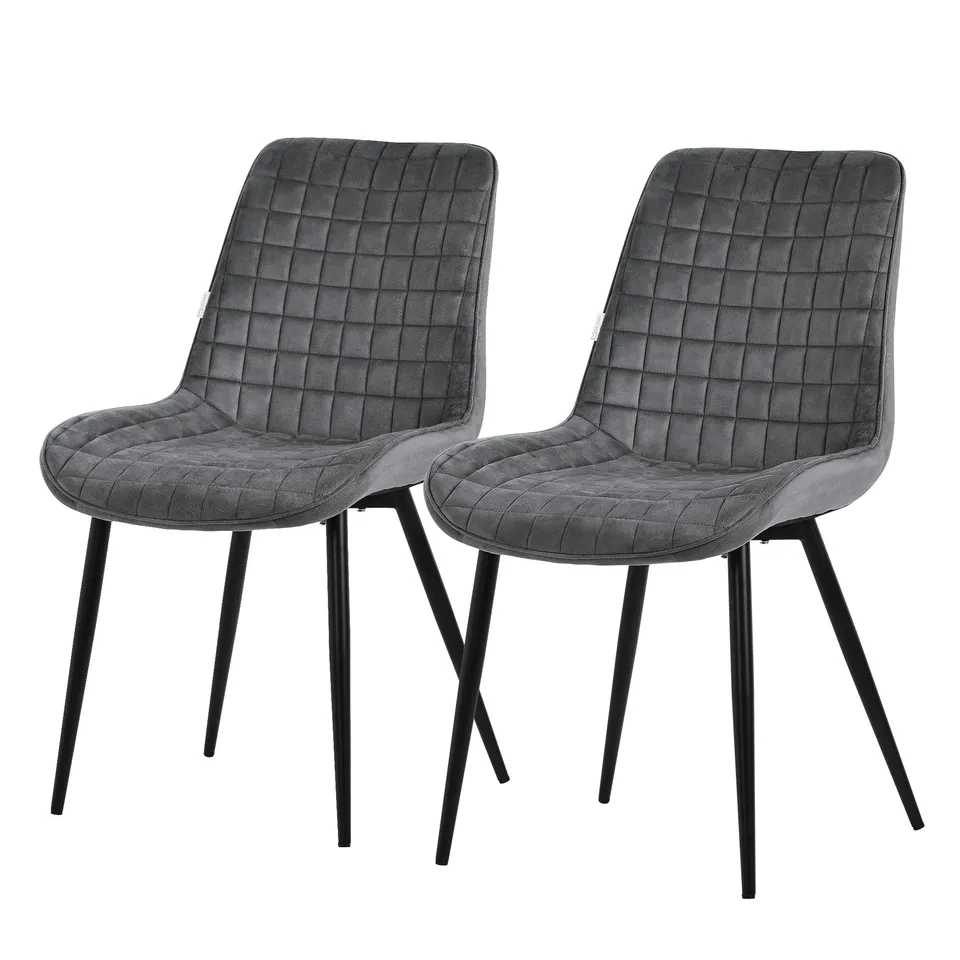 ECD Germany Chaise Salle à Manger Velours Anthracite 2pcs