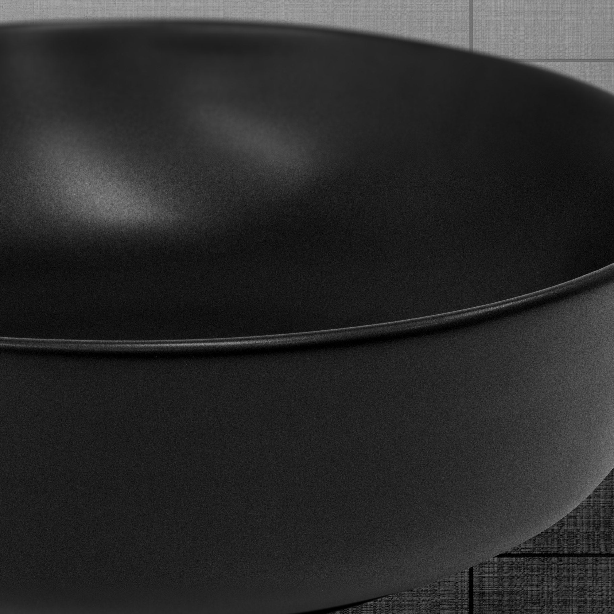 ECD LuxeBath lavabo rond céramique noir Ø36cm avec bonde