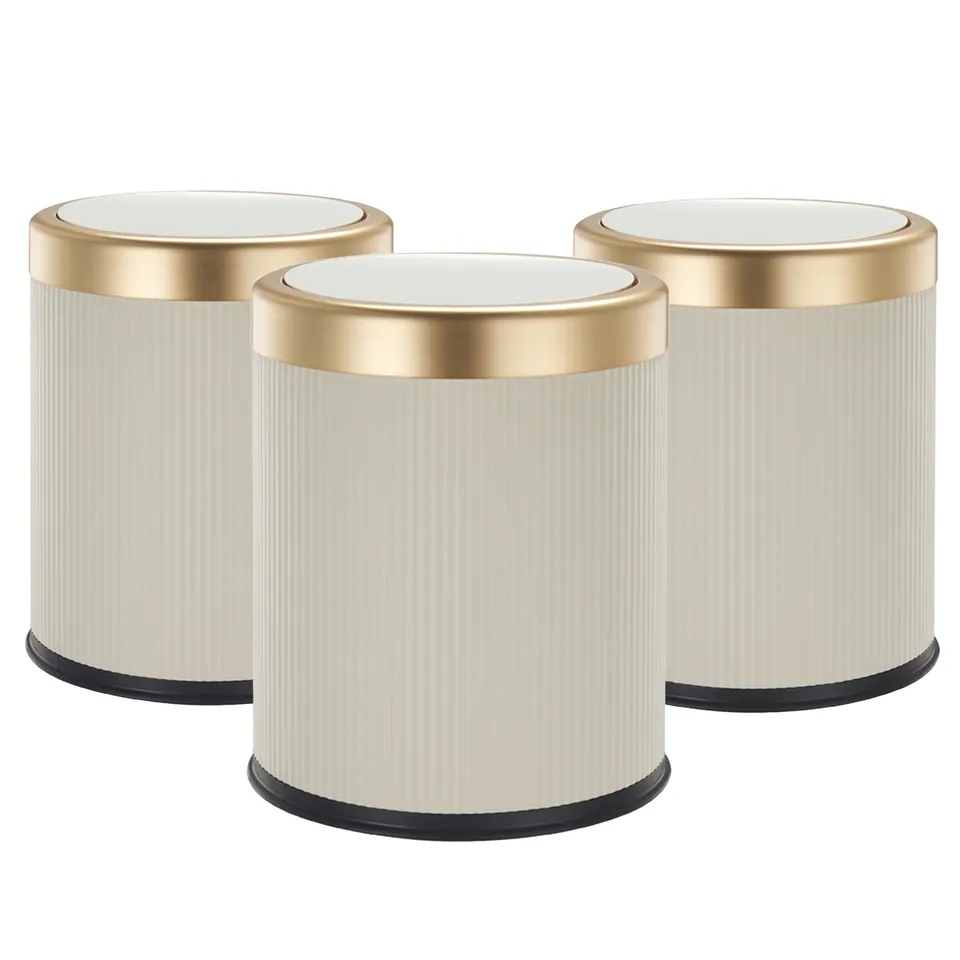 Red Deco Glint lot 3 poubelles push 8L blanc et or