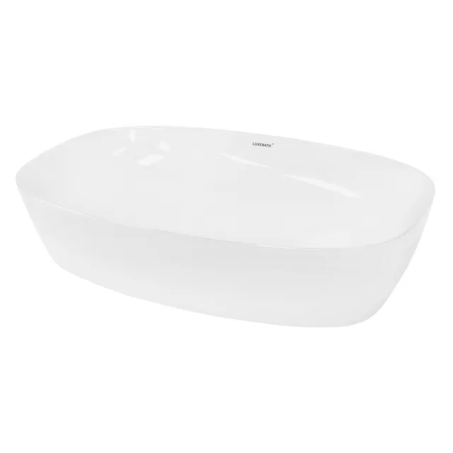 ECD Germany LuxeBath vasque à poser céramique blanche 505 mm ovale