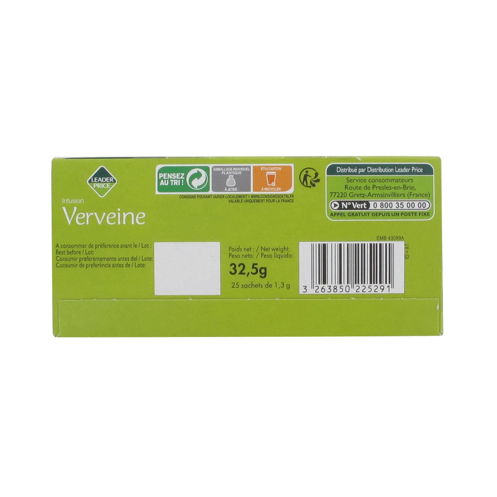 Leader Price Petit-déjeuner Infusion verveine 32g