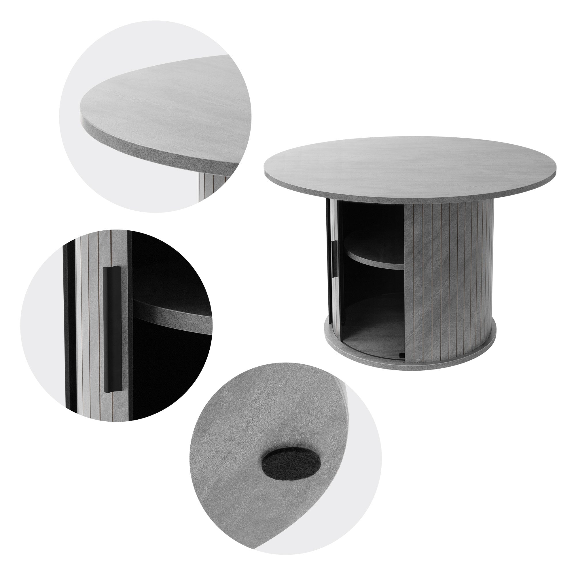 ML-Design Table Basse Ronde Béton Gris Ø80x50 cm Rangement