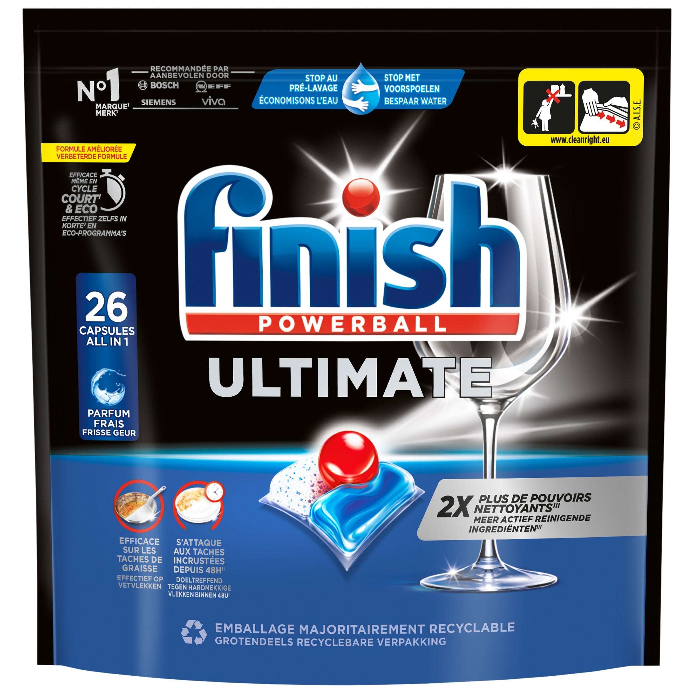 Finish Ultimate Tout en 1 pastilles lave-vaisselle x26