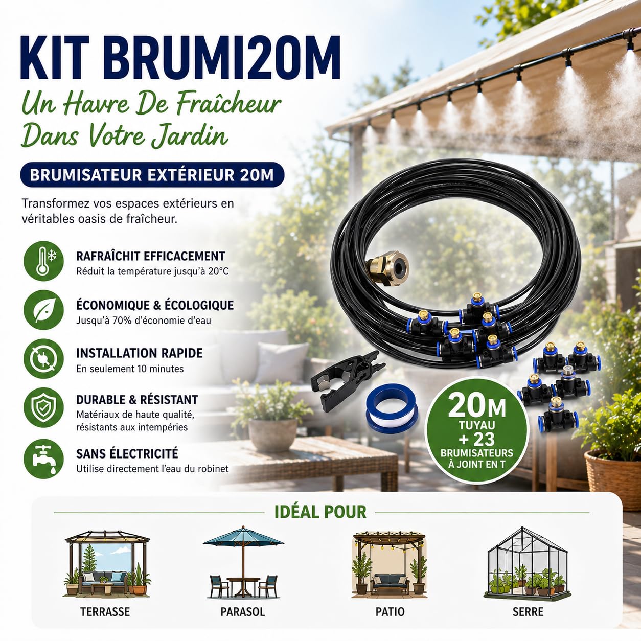 Shop-Story Maison kit brumisateur extérieur 20m 23 buses lot 2