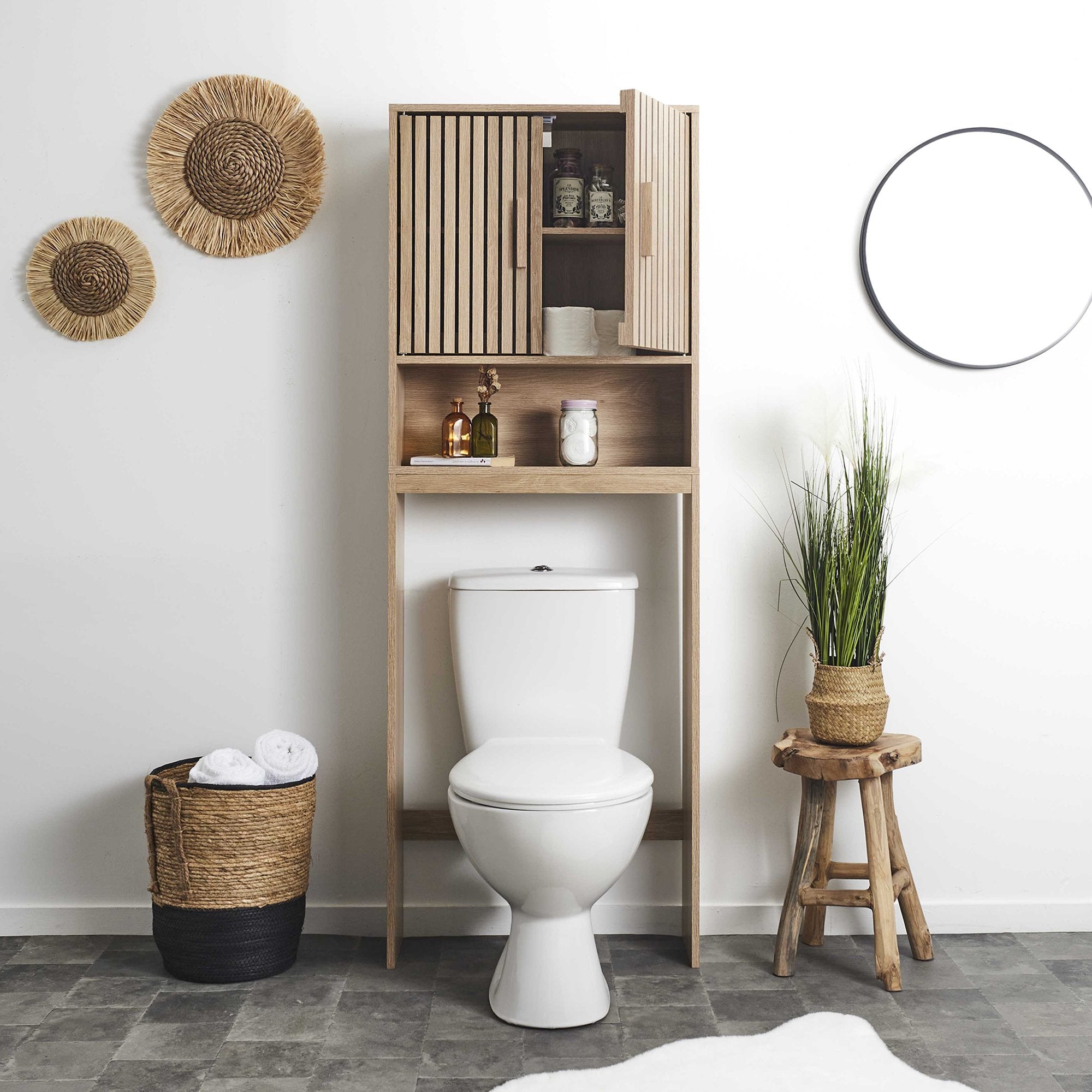 Stokomani Maison Meuble dessus WC Klaus bois étagère 60x20x166