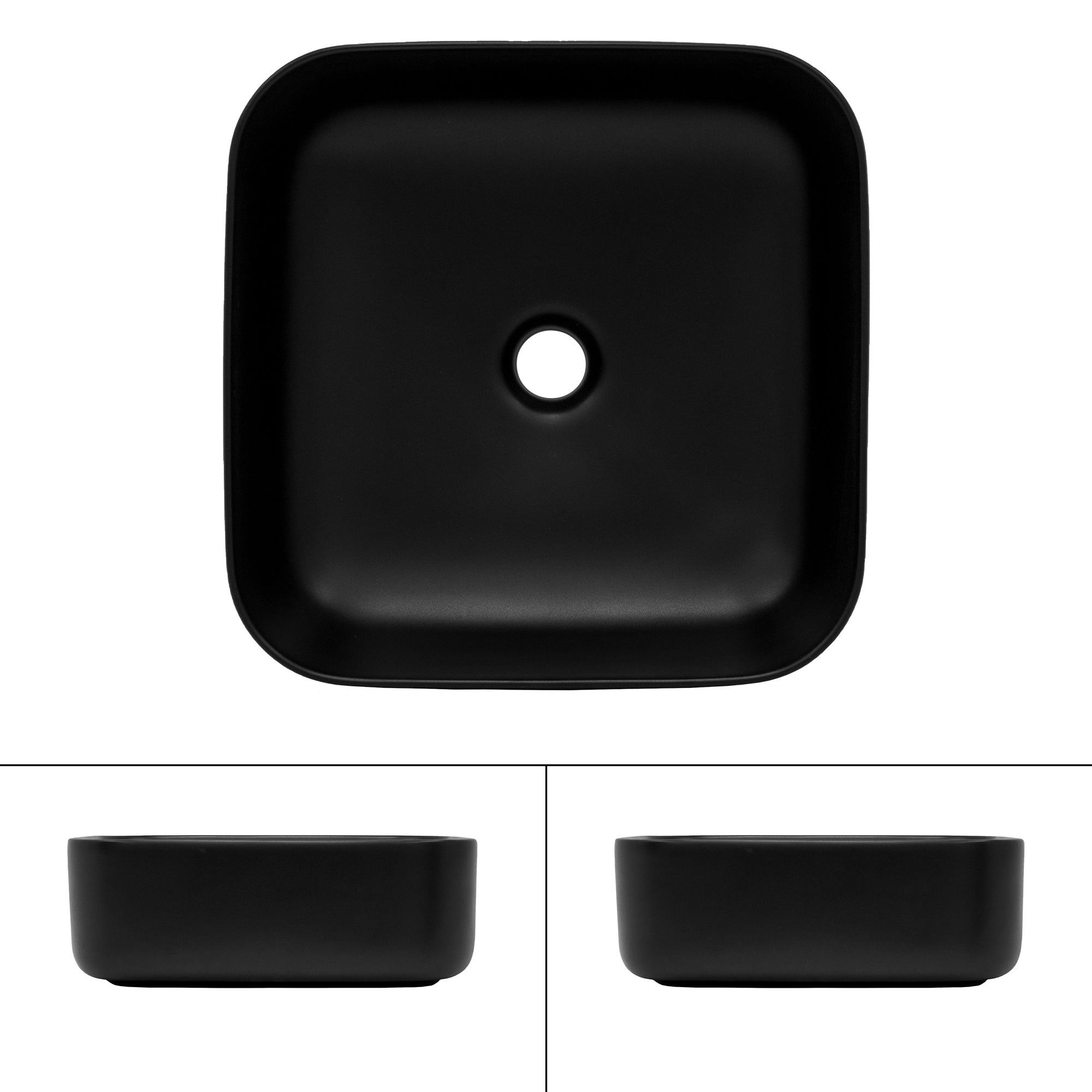 ECD Germany Sanitär vasque à poser noire 39,5cm céramique+bonde