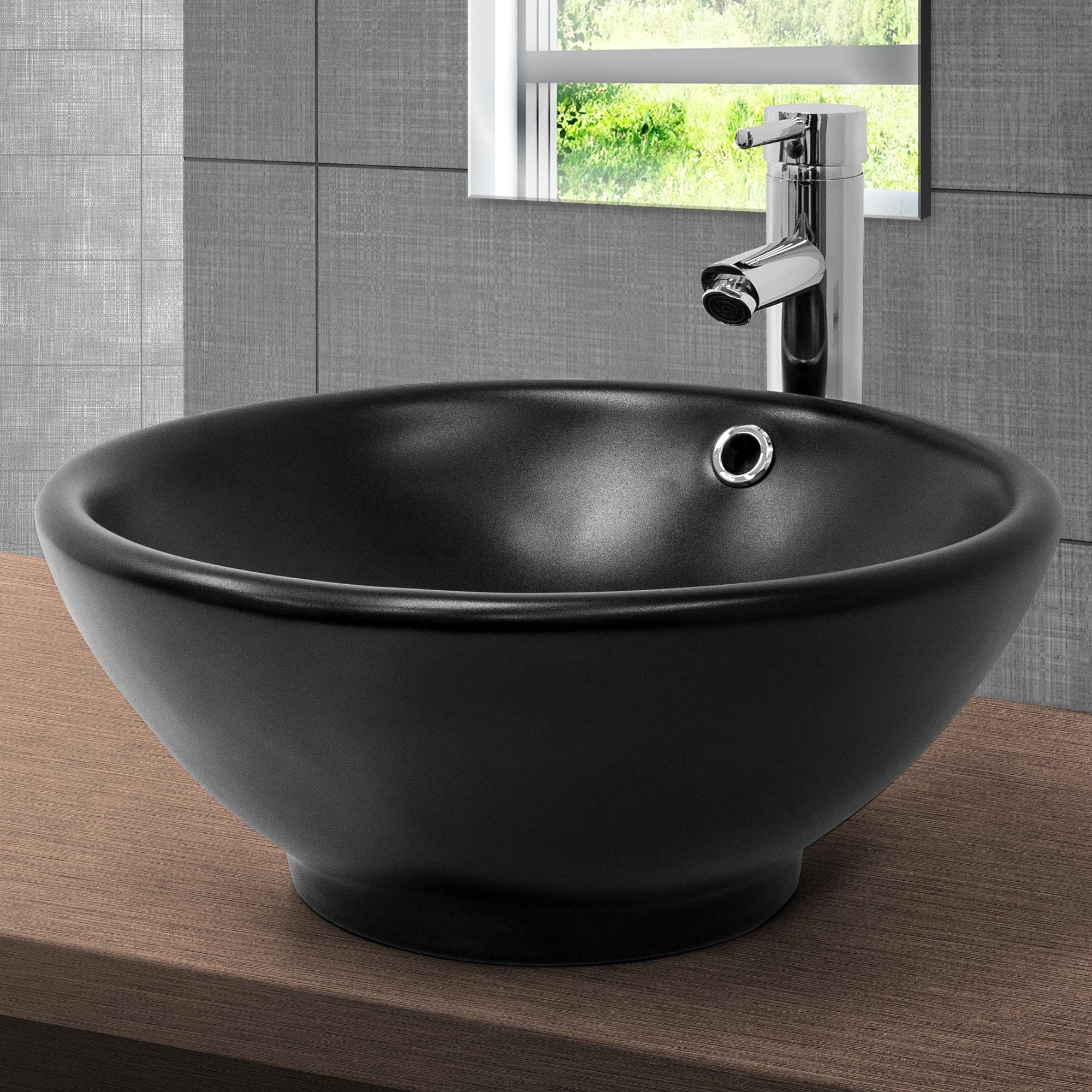 ECD Germany LuxeBath vasque ronde Ø42x17 cm noir mat céramique