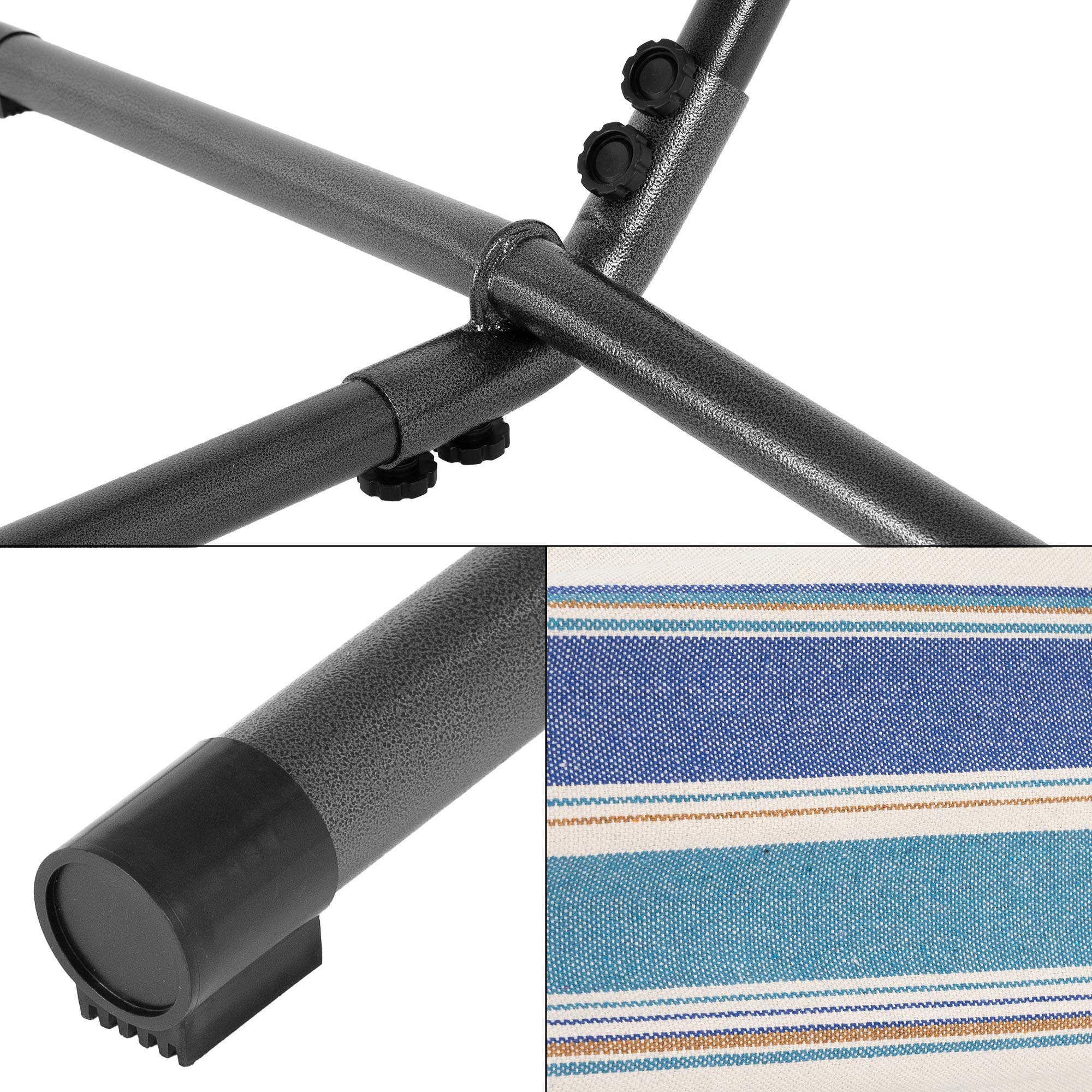 ECD Germany Sport Freizeit hamac XXL sur pied bleu blanc 275 cm