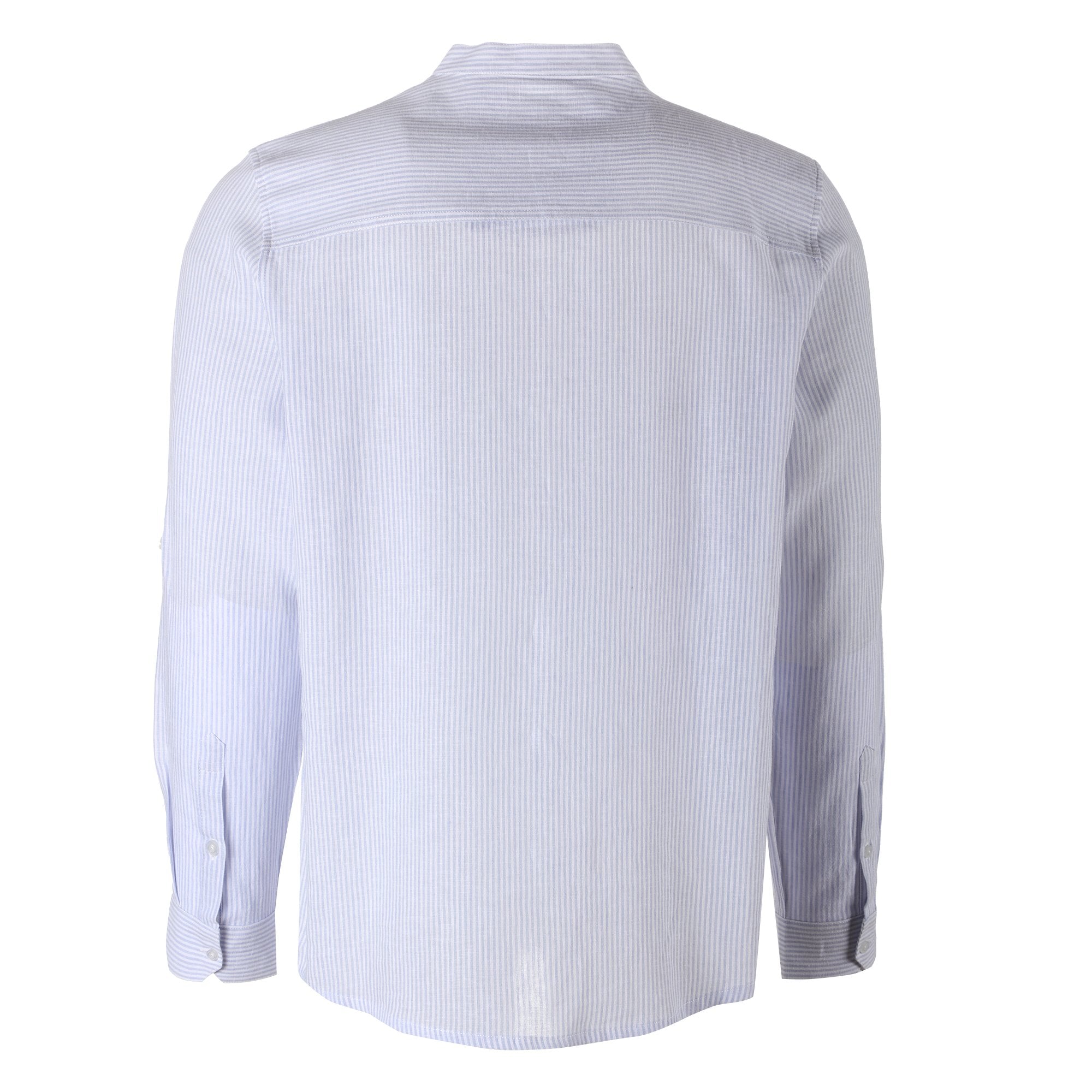 Stokomani Mode chemise col mao bleue taille L homme