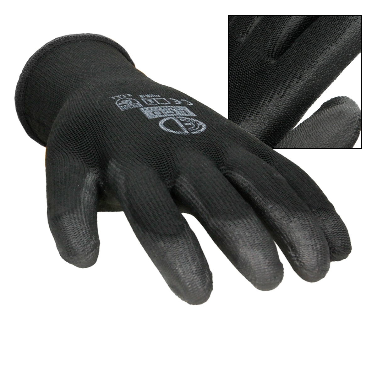 ECD Germany Werkstatt gants travail PU noir XL lot 72 paires