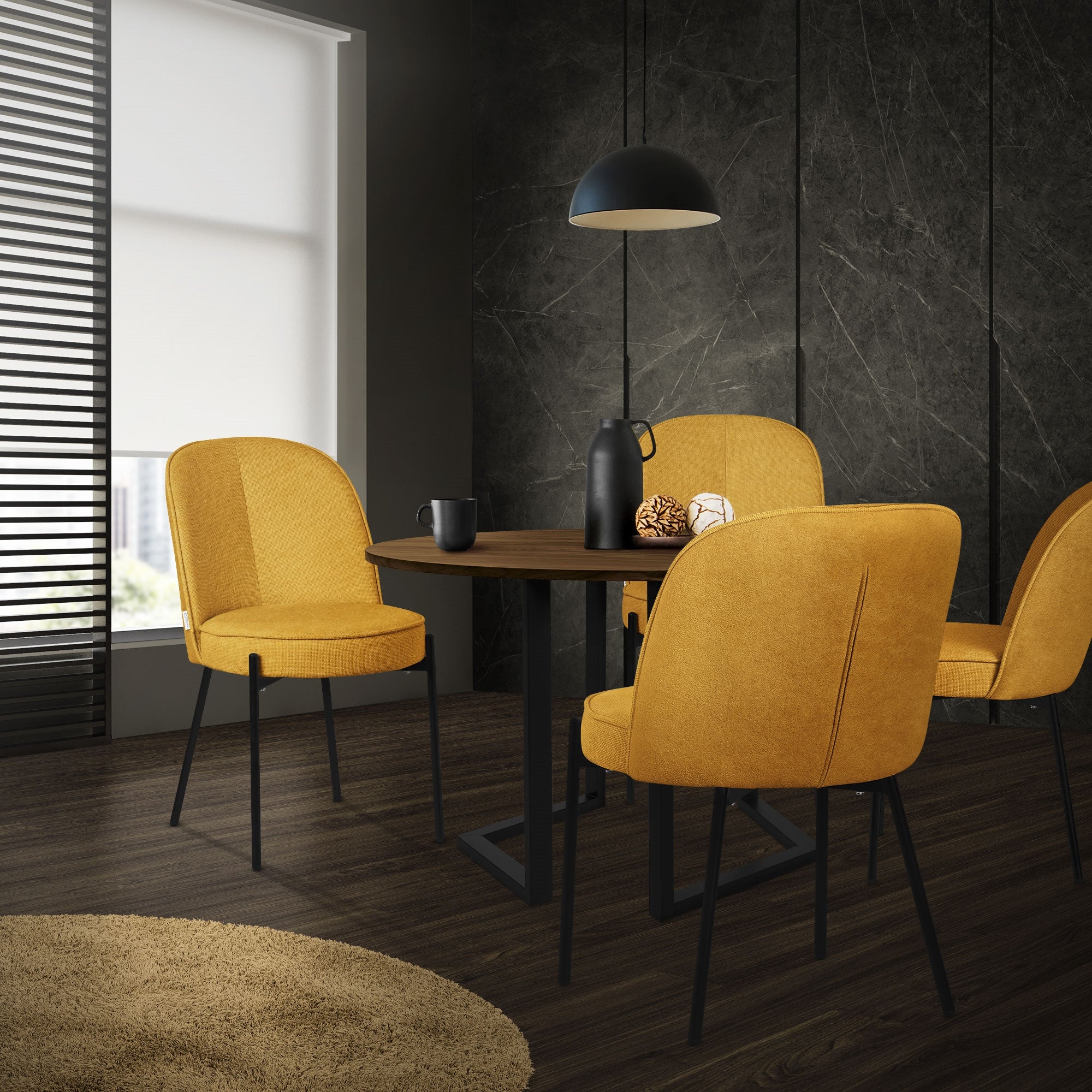 ECD Germany Möbel chaises salle à manger moutarde lot de 2 tissu