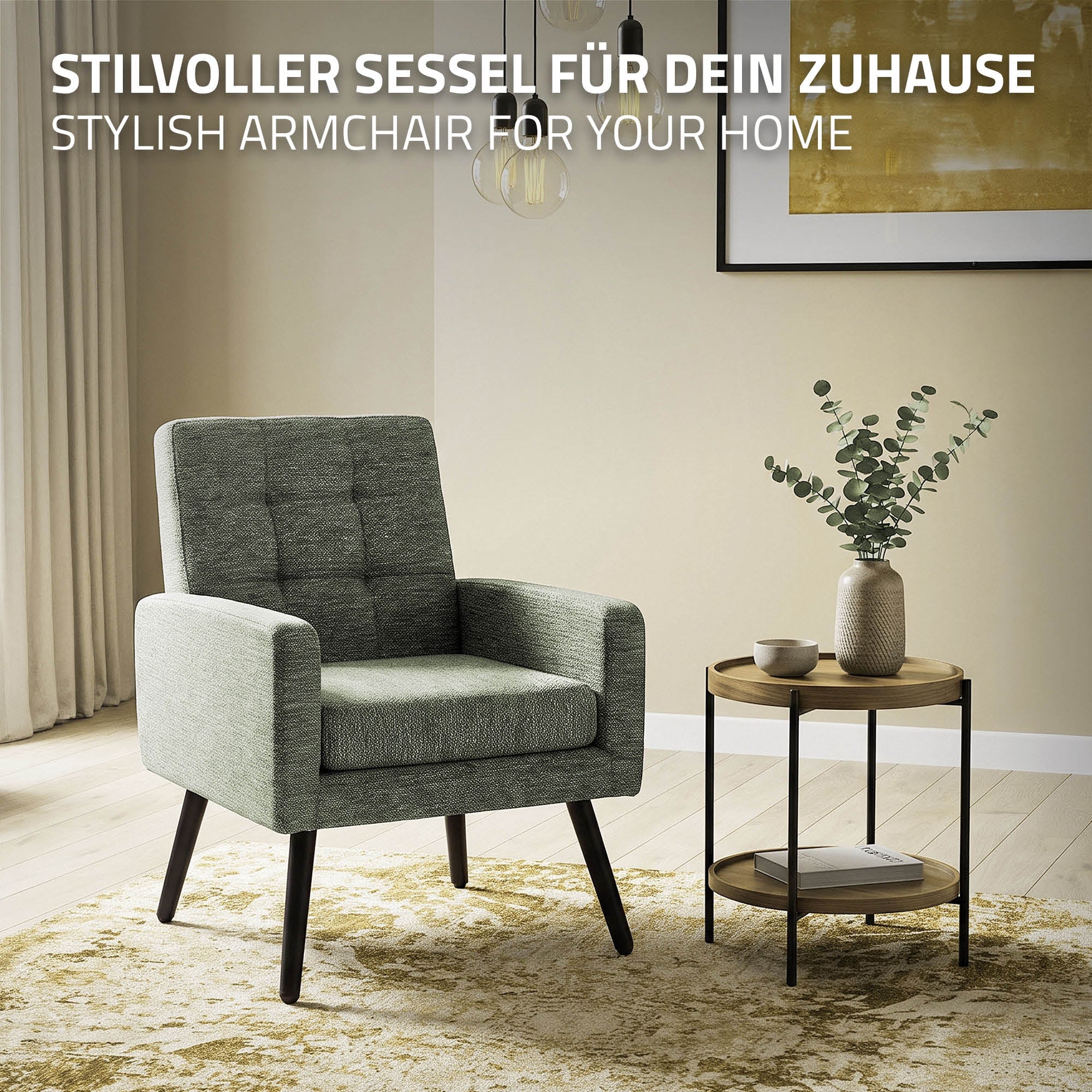 ML-Design fauteuil vert 66,5x80x63,5 cm tissu relax