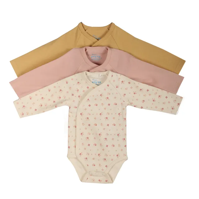 Stokomani Mode Lot 3 bodies croisés bébé rose coton