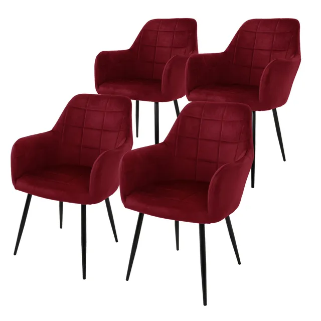 ECD Germany chaise salle à manger bordeaux velours lot 4