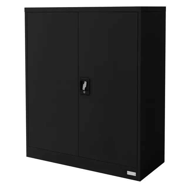 ECD Germany Armoire bureau 90x40x109 noire acier à clé