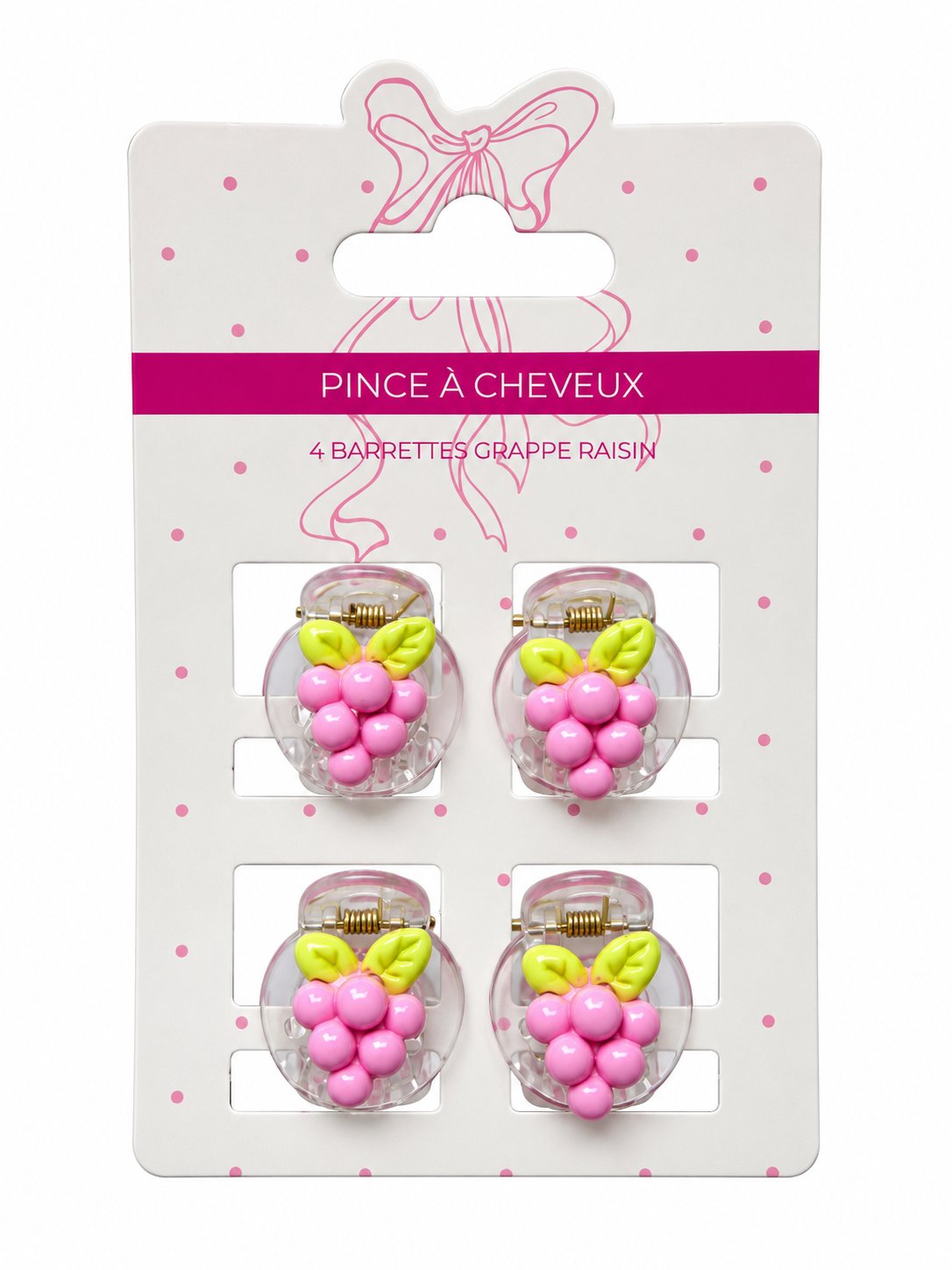 Stokomani lot 4 barrettes grappes de raisin cheveux enfant
