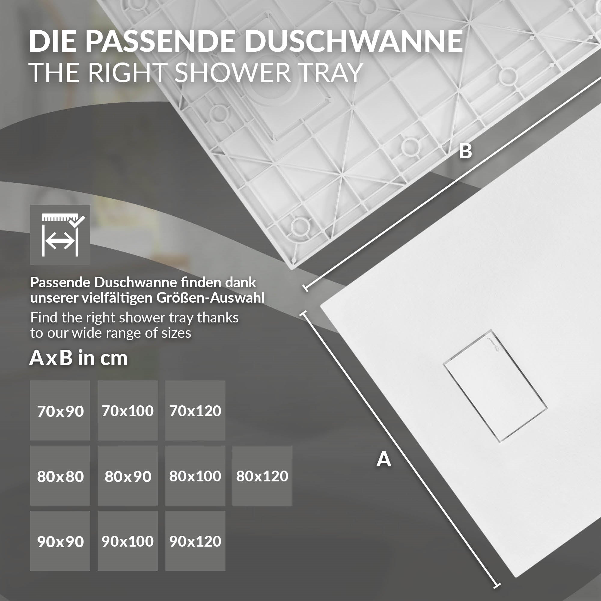 ECD Germany Sanitär receveur de douche blanc 100x90 cm antidérapant