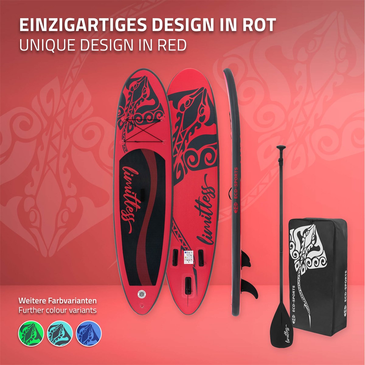 ECD Germany Limitless paddle gonflable rouge 308 cm + pompe