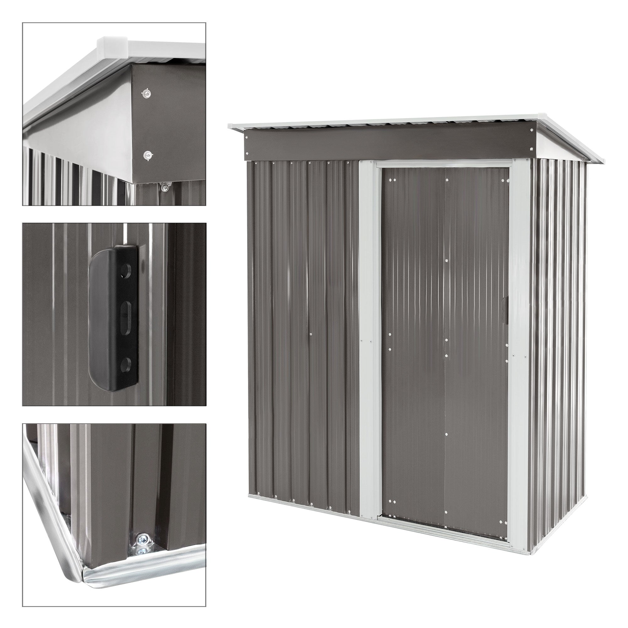 ECD Germany Garten abri jardin 150x184x76 cm gris clair métal