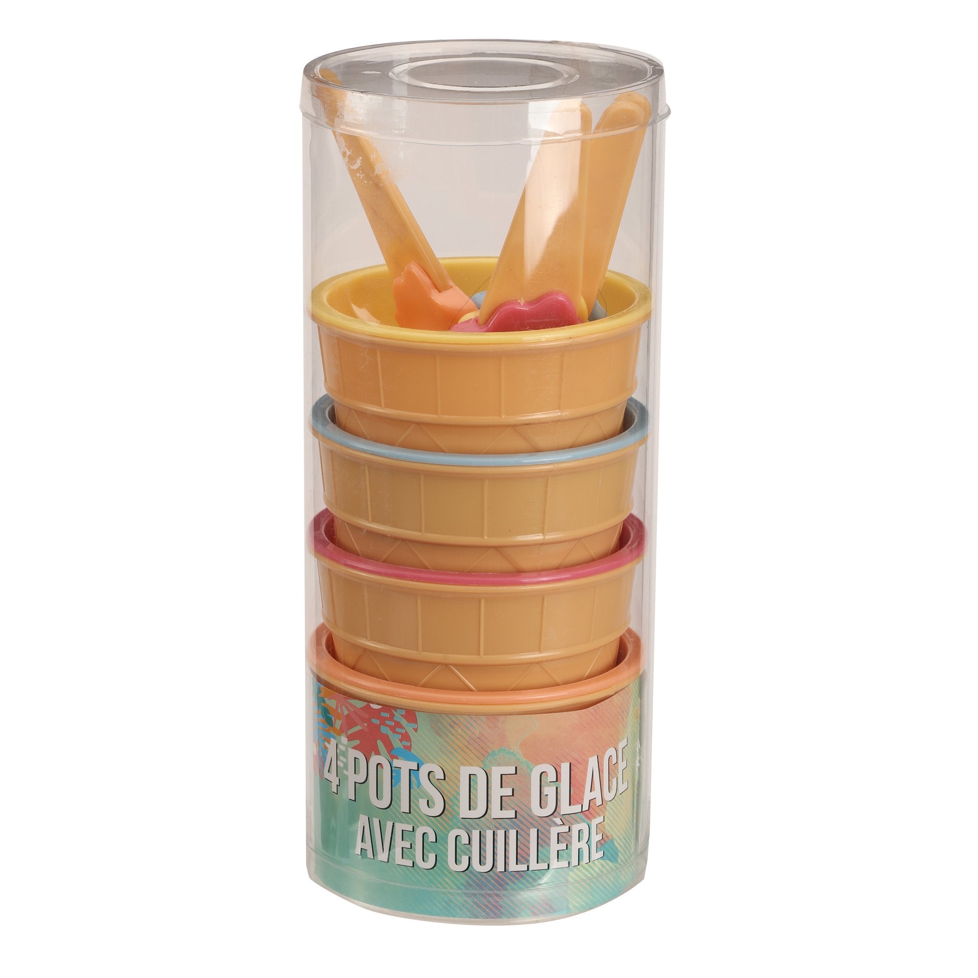 Lot 4 pots à glace 180 ml avec cuillère
