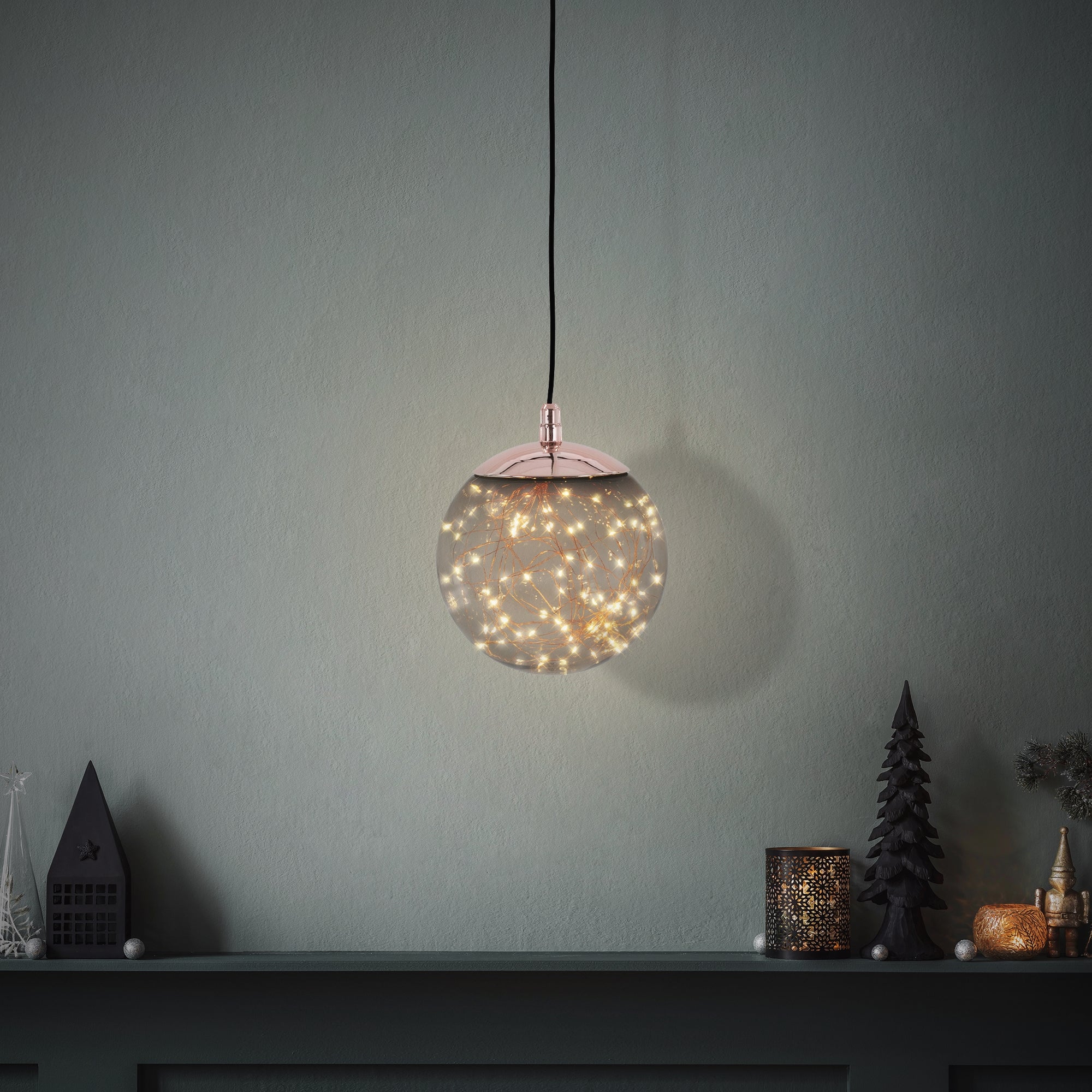 ECD Germany Boule de Noël LED verre gris 18 cm