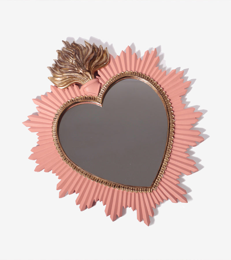 L'avant gardiste Miroir ex-voto rose coeur mural