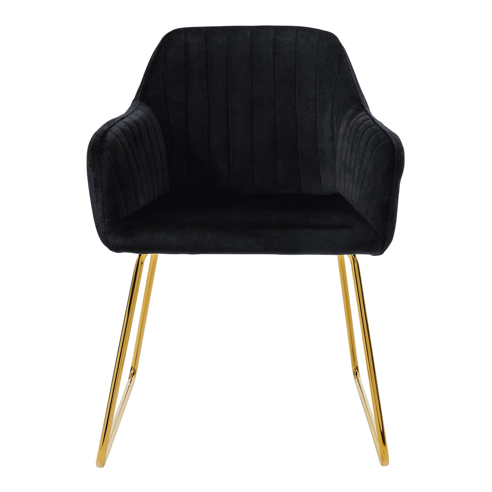 ECD Germany Chaise Velours Noir Accoudoirs Doré 6pcs