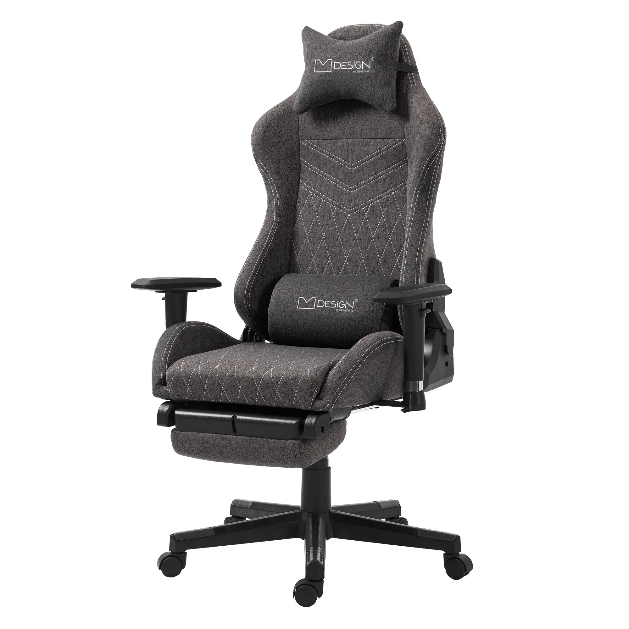 ECD Germany Möbel chaise gaming tissu gris rouge 150 kg