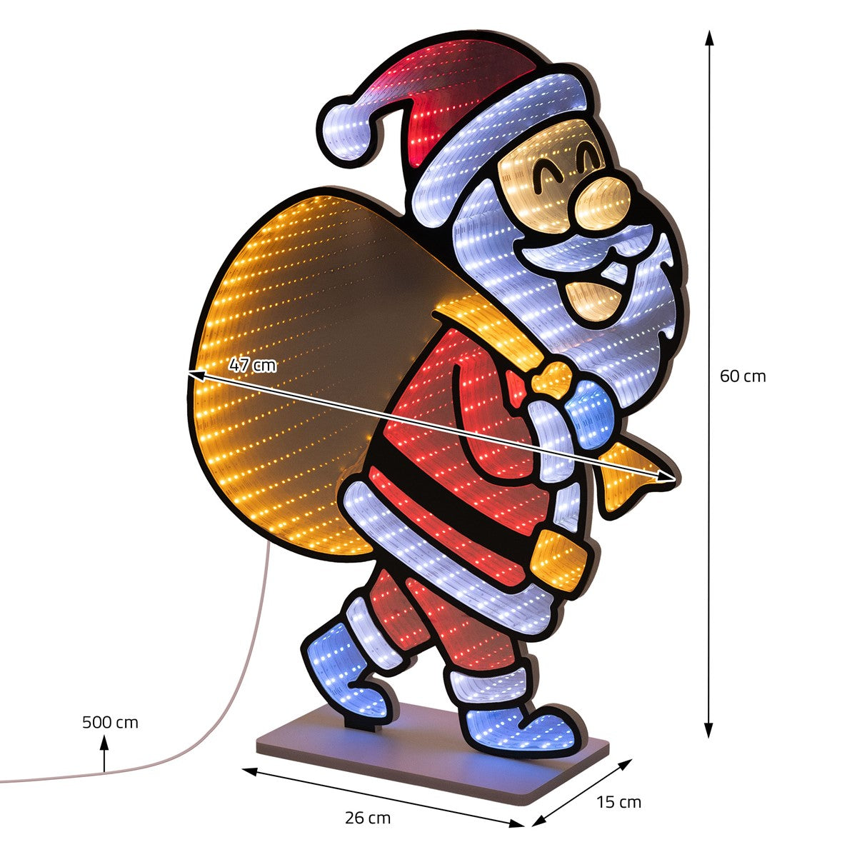 ECD Germany Haus & Wohnen père Noël LED 47x60 cm effet miroir