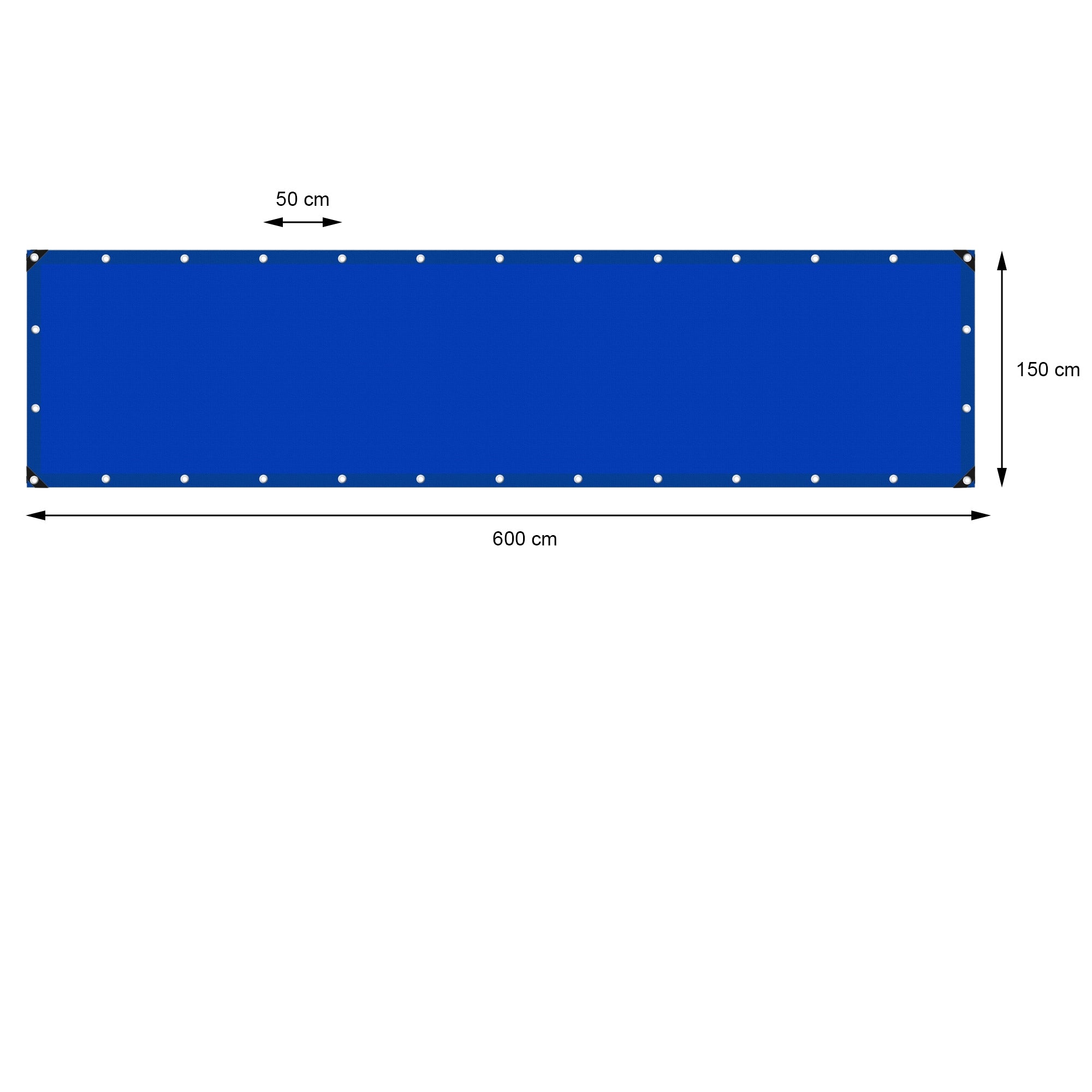 ECD Germany Garten bâche bleue 1,5x6 m 260 g/m² œillets