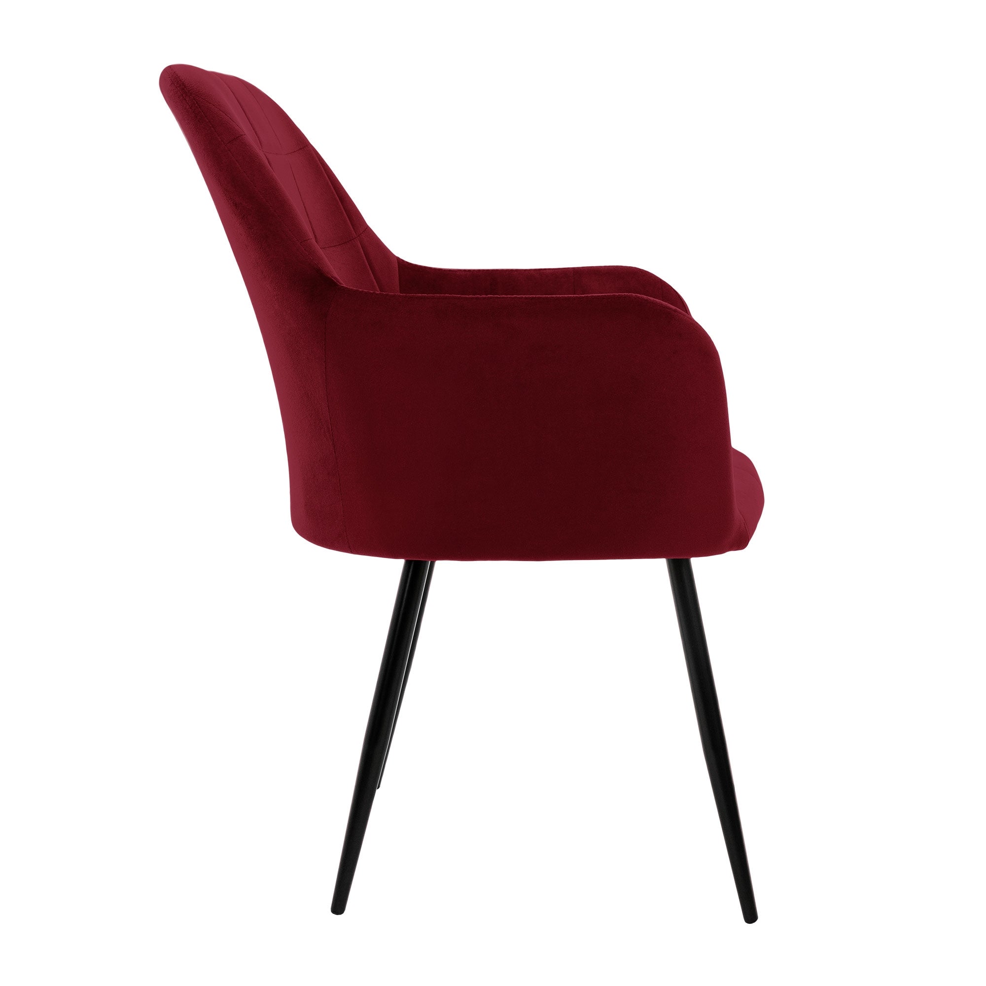 ECD Germany 6 chaises salle à manger velours bordeaux accoudoirs