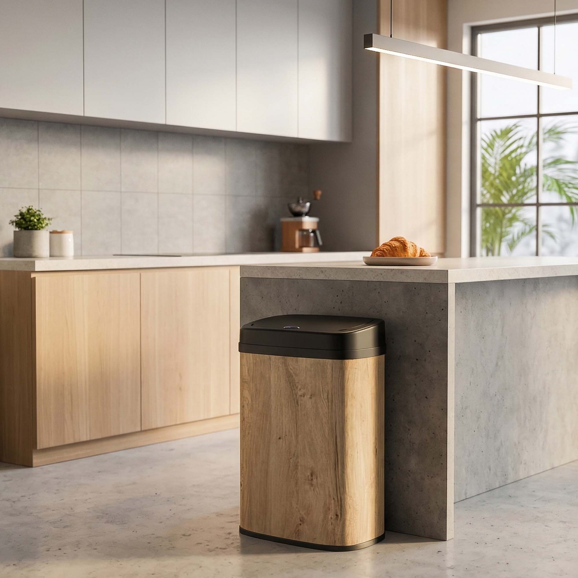 Red Deco MAJESTIC WOOD poubelle automatique 58 L bois inox