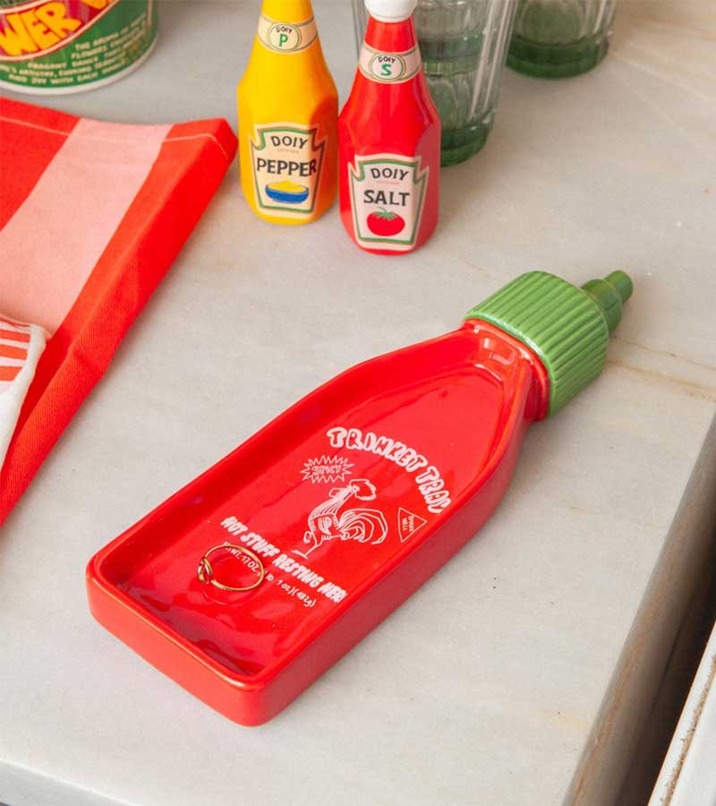 Sriracha vide-poche coupelle clés forme bouteille piment
