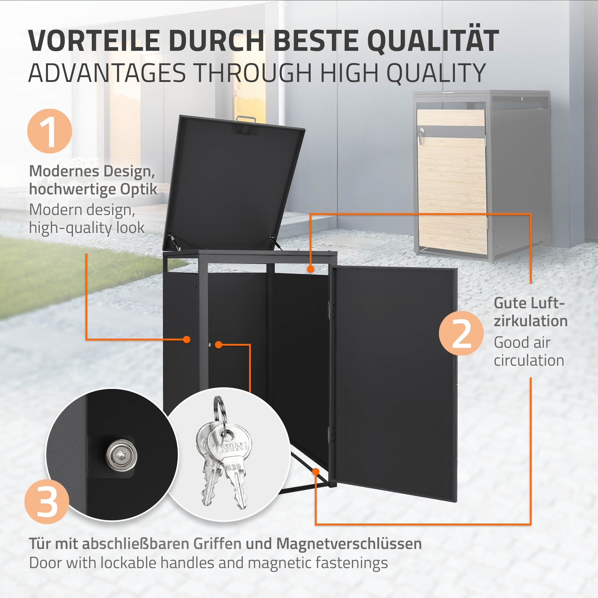 ECD Germany Garten cache-poubelle simple 240L aspect mélèze