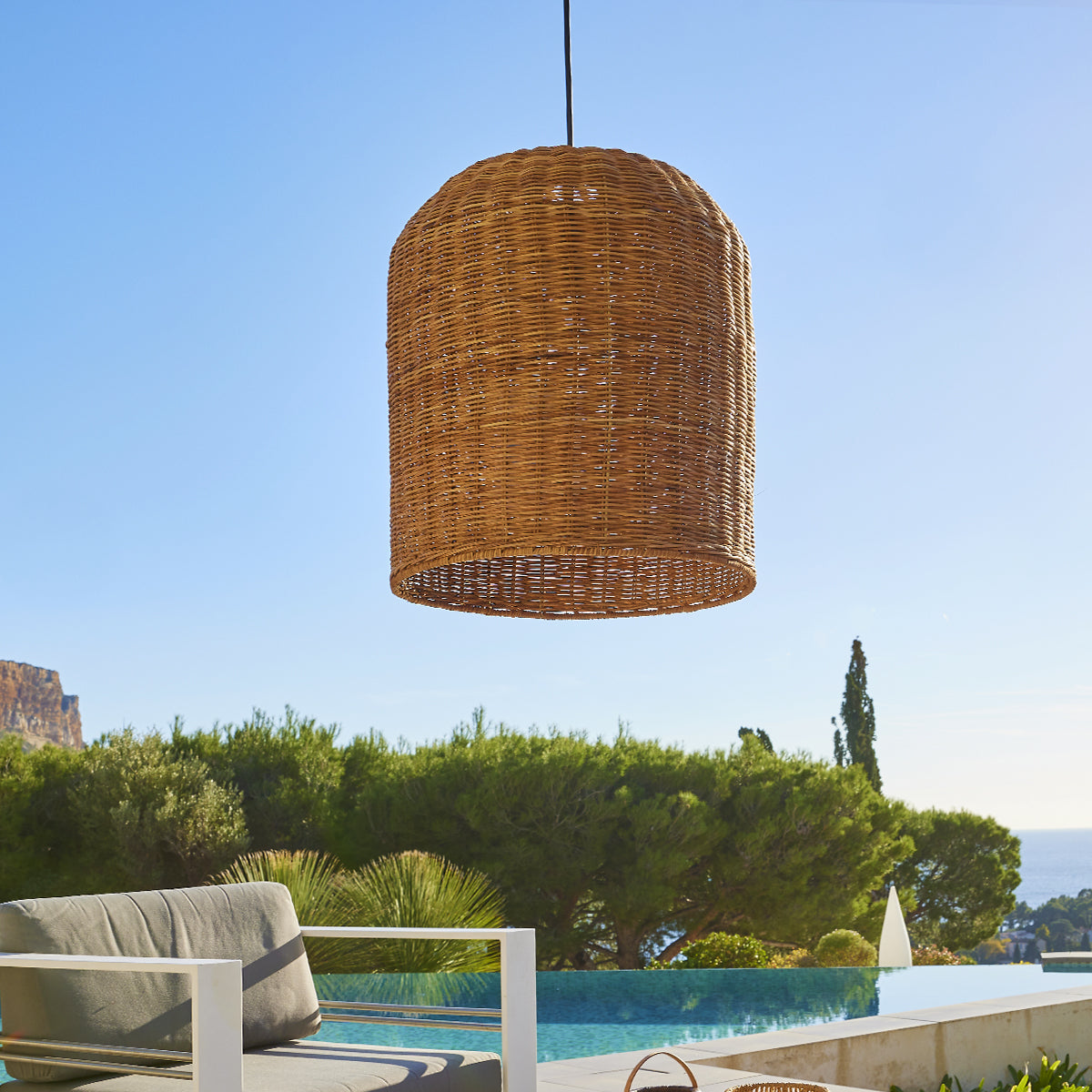 Red Deco Giacomo Outdoor Cable suspension rotin naturel 5m