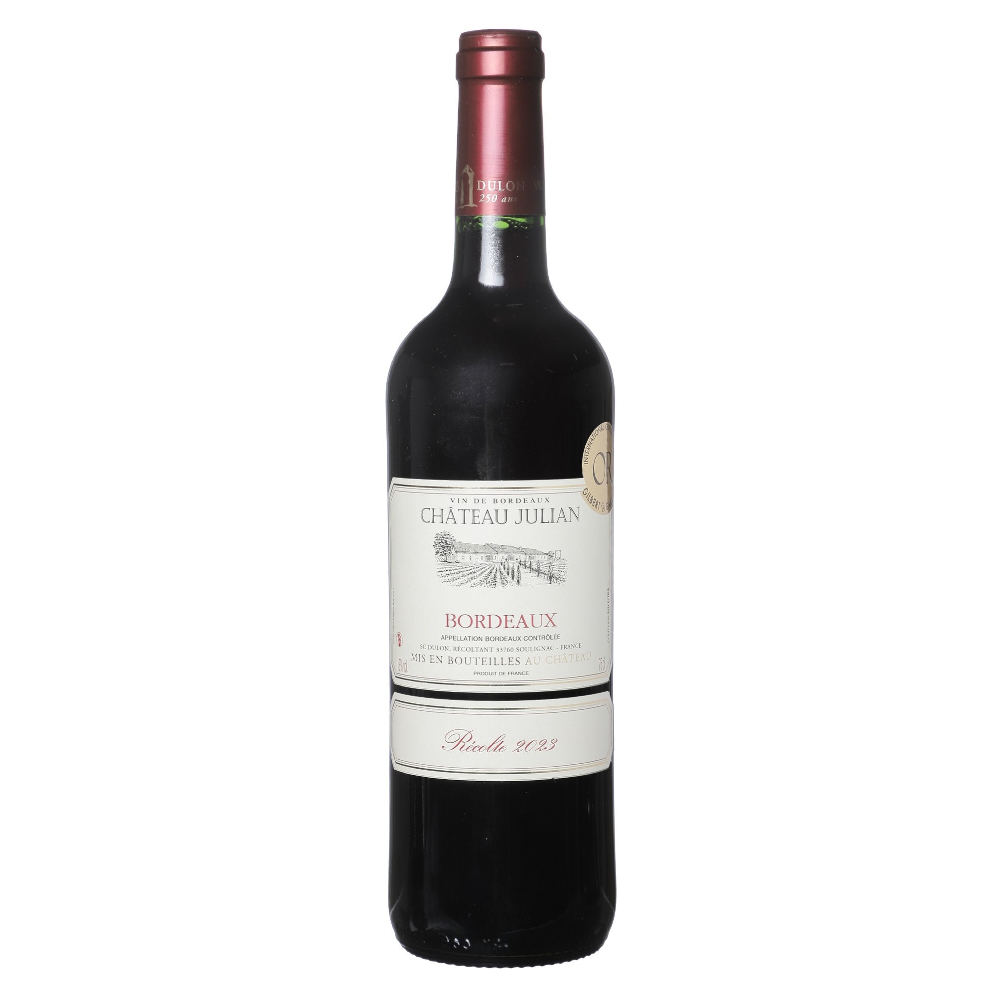 Château Julien 2023 vin rouge Merlot Cabernet 13% médaille or