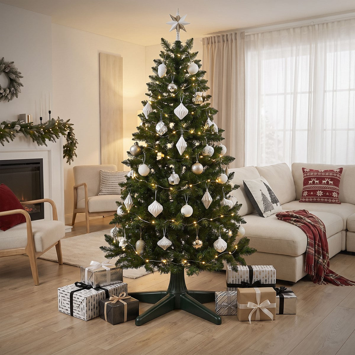 ECD Germany Haus & Wohnen Pied Sapin Électrique Vert 65 cm 360°