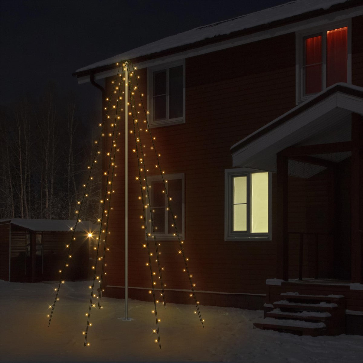 ECD Germany Guirlande Mât LED Blanc Chaud 192 LED 208 cm