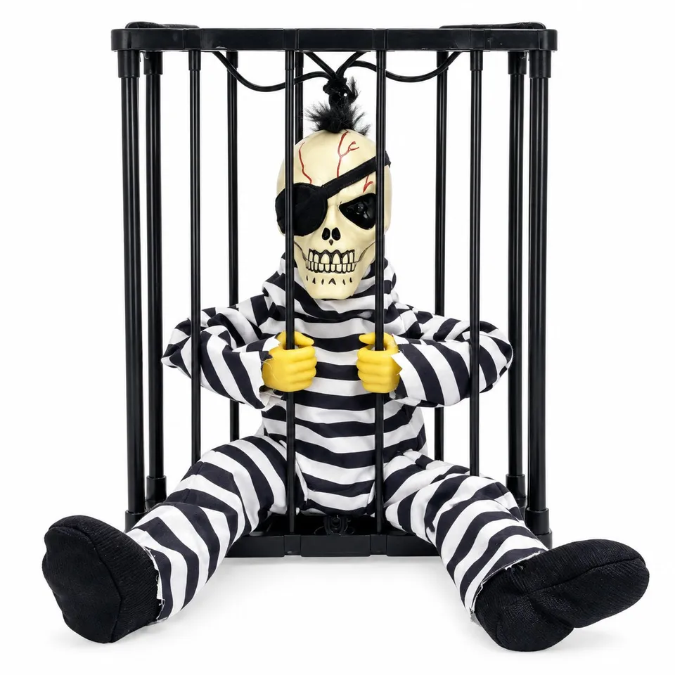 Stokomani Fêtes Personnage horreur cage déco lumineuse 28 cm